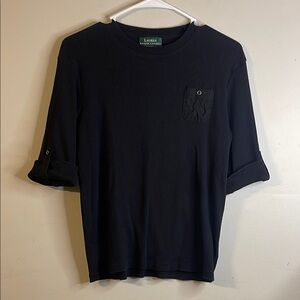 EUC women’s Ralph Lauren Black Blouse Relaxed Fit Crew Neck Size Large #95